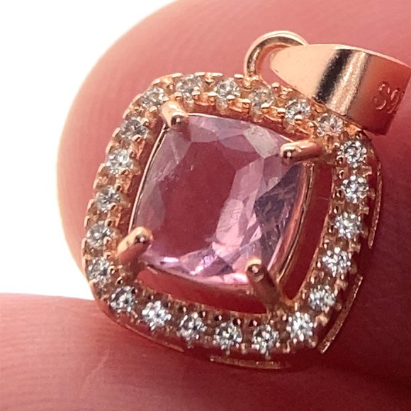 Tajik Pink Spinel .90ct Rose Gold Finish Solid 925 Sterling Silver Pendant